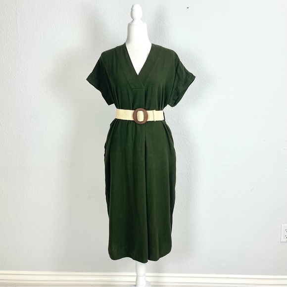 NWOT Zara Linen Blend Tunic Midi Dress Size XS - Picture 2 of 10